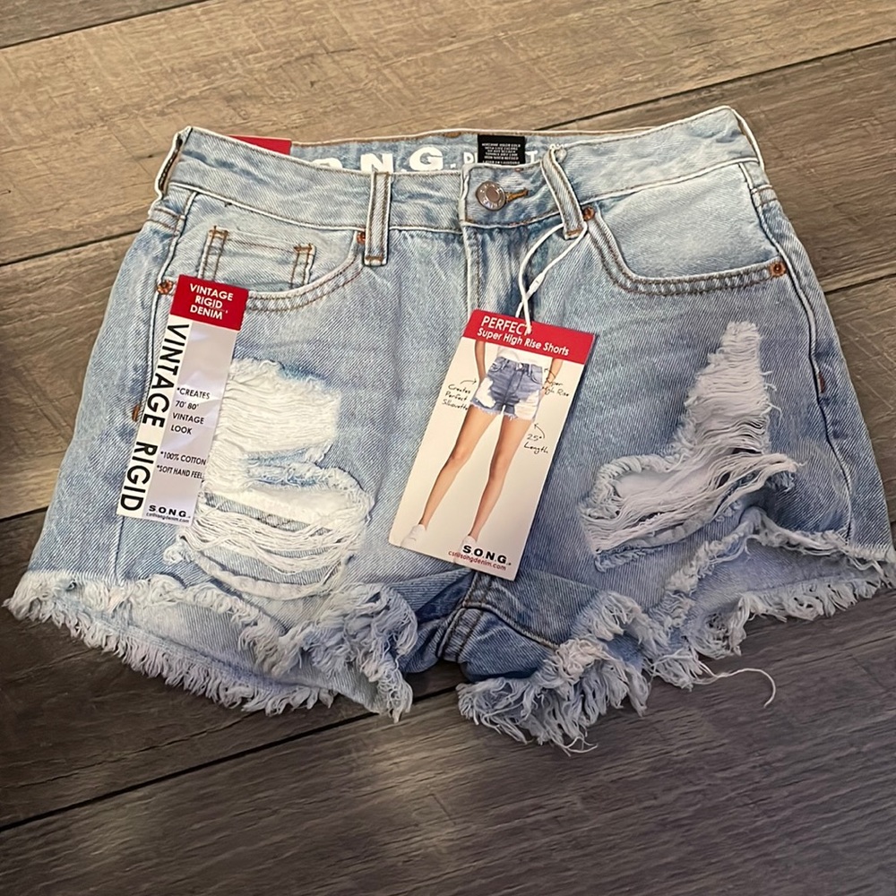 Light Wash Destressed Shorts